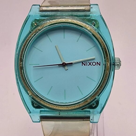Nixon Watch  Time Teller P Minimal Polycarbonate‎ Transparent Blue Works - Picture 1 of 13
